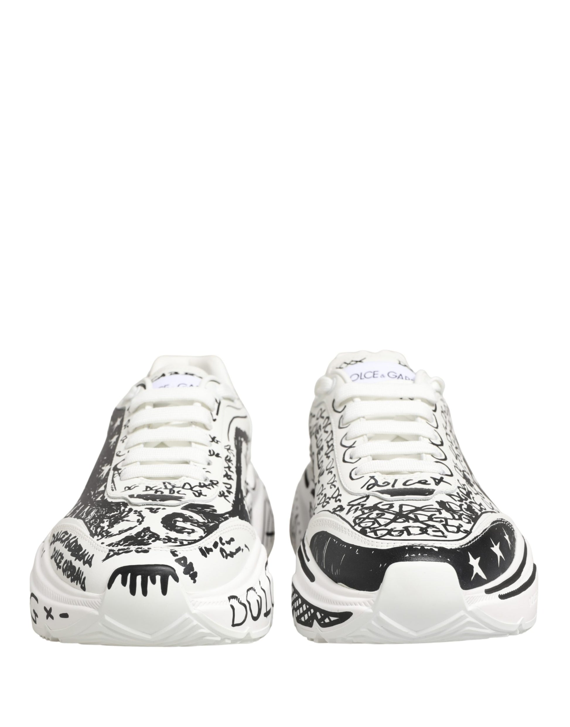 Dolce & Gabbana White Daymaster Graffiti Low Top Sneakers Shoes Curated Luxury Accessories by Orvyn