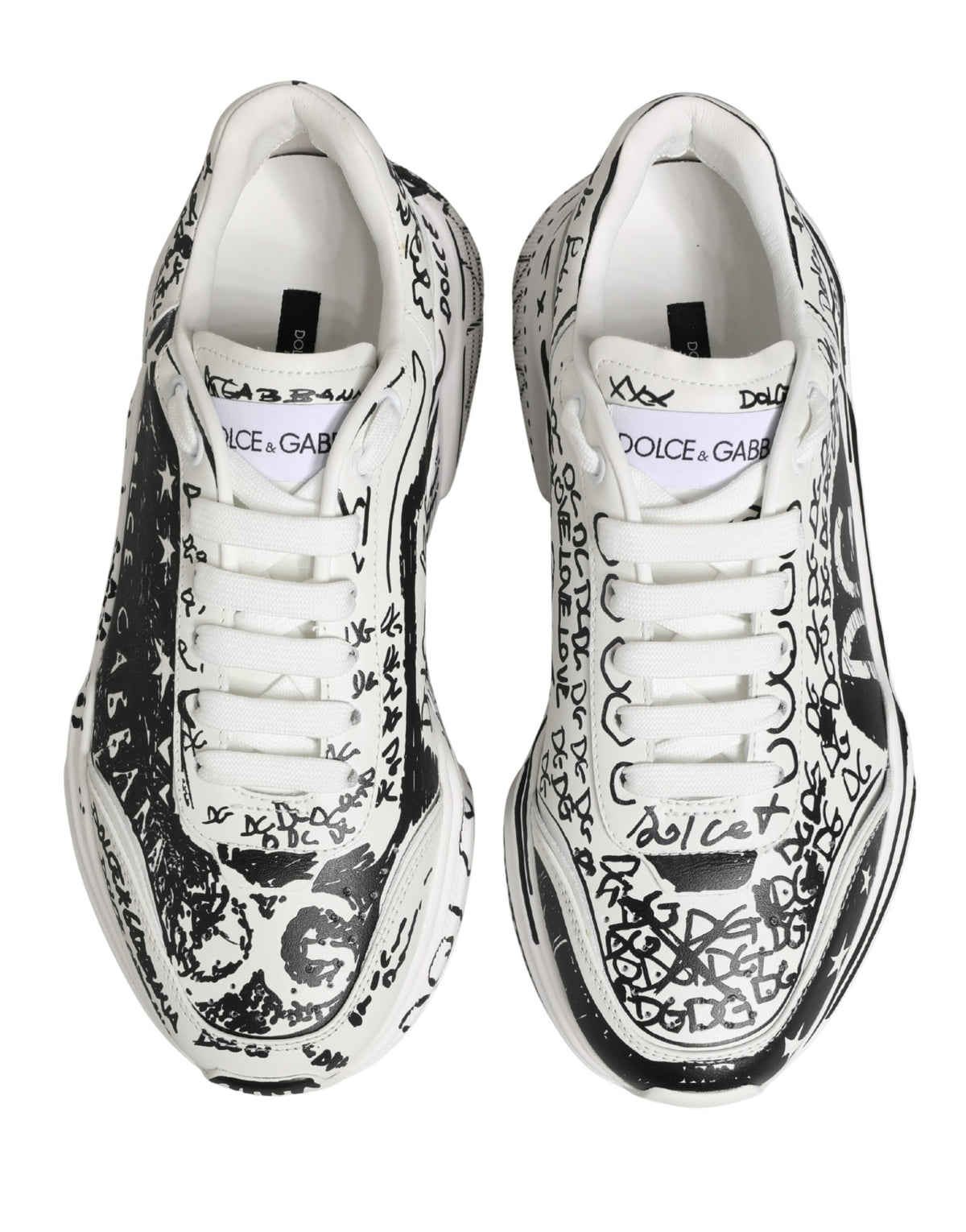 Dolce & Gabbana White Daymaster Graffiti Low Top Sneakers Shoes weiss
