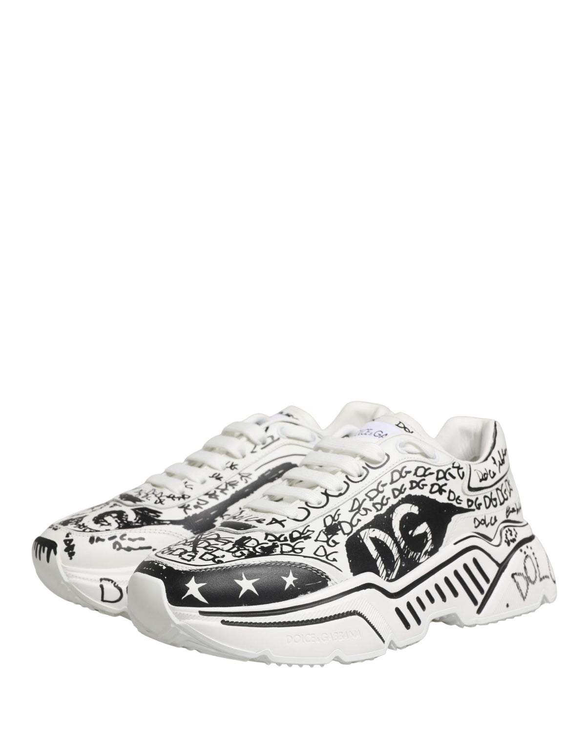 Dolce & Gabbana White Daymaster Graffiti Low Top Sneakers Shoes weiss