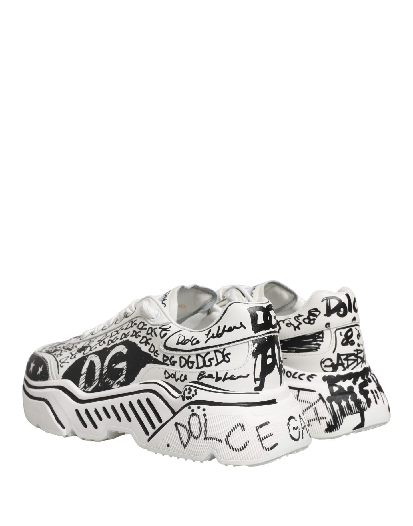 Dolce & Gabbana White Daymaster Graffiti Low Top Sneakers Shoes Curated Luxury Accessories by Orvyn