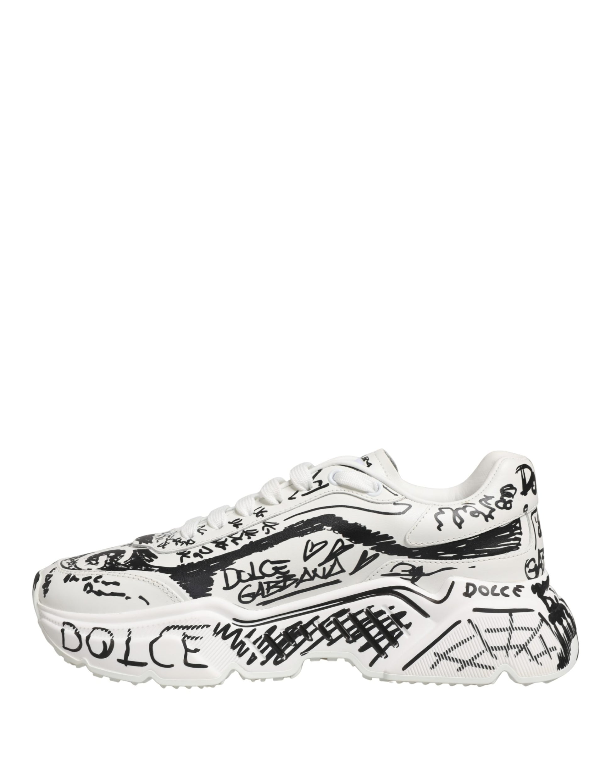 Dolce & Gabbana White Daymaster Graffiti Low Top Sneakers Shoes Curated Luxury Accessories by Orvyn