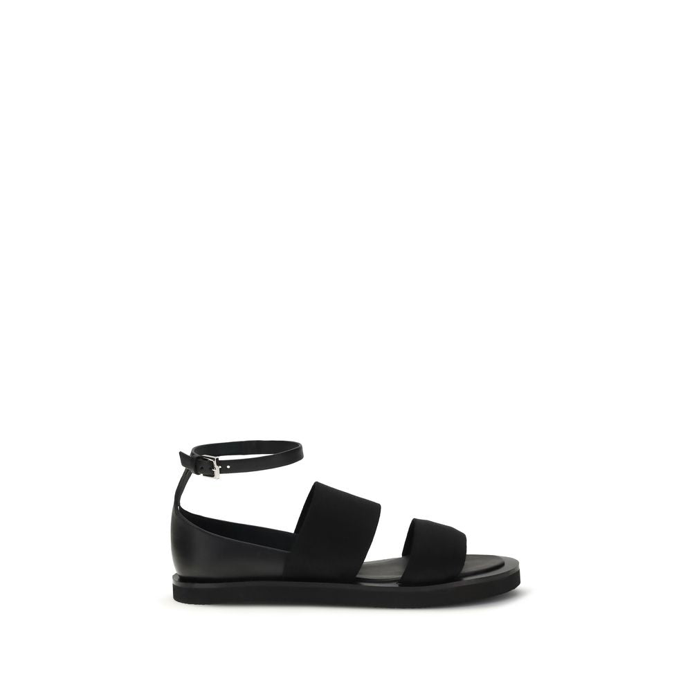 Max Mara Black Calf Leather Bos Taurus Flat Sandals Curated Luxury Accessories by Orvyn