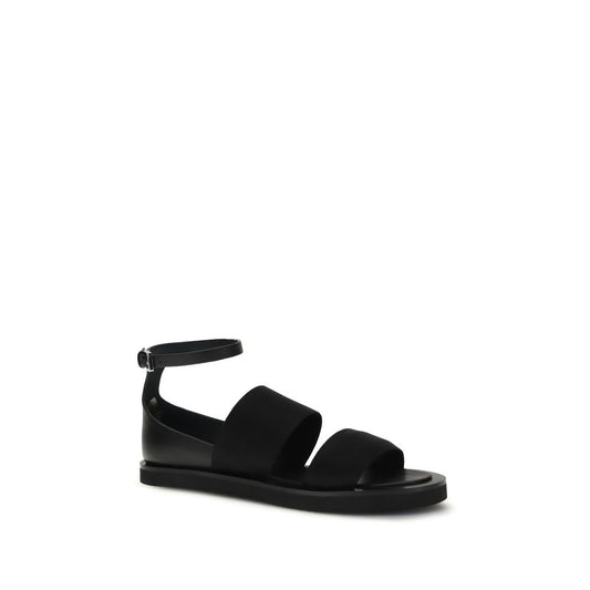 Max Mara Black Calf Leather Bos Taurus Flat Sandals Curated Luxury Accessories by Orvyn