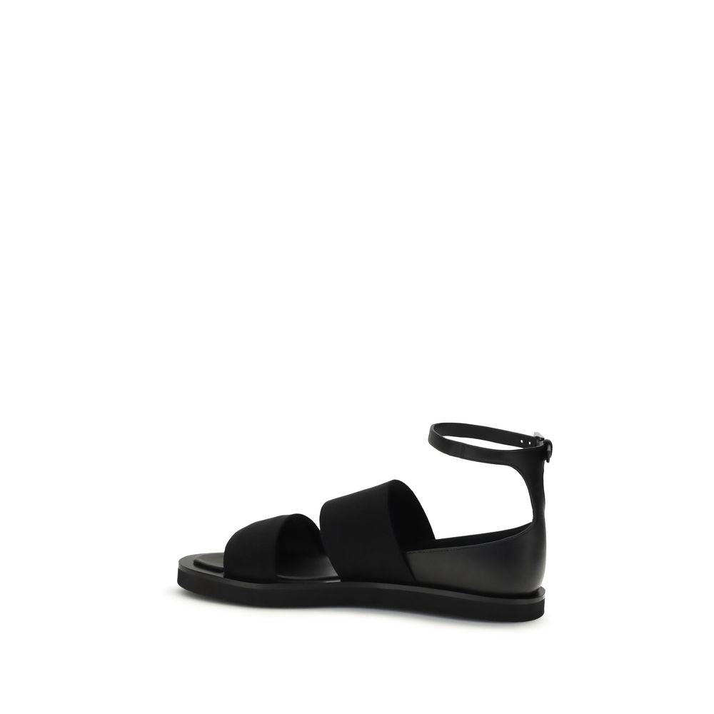 Max Mara Black Calf Leather Bos Taurus Flat Sandals Curated Luxury Accessories by Orvyn