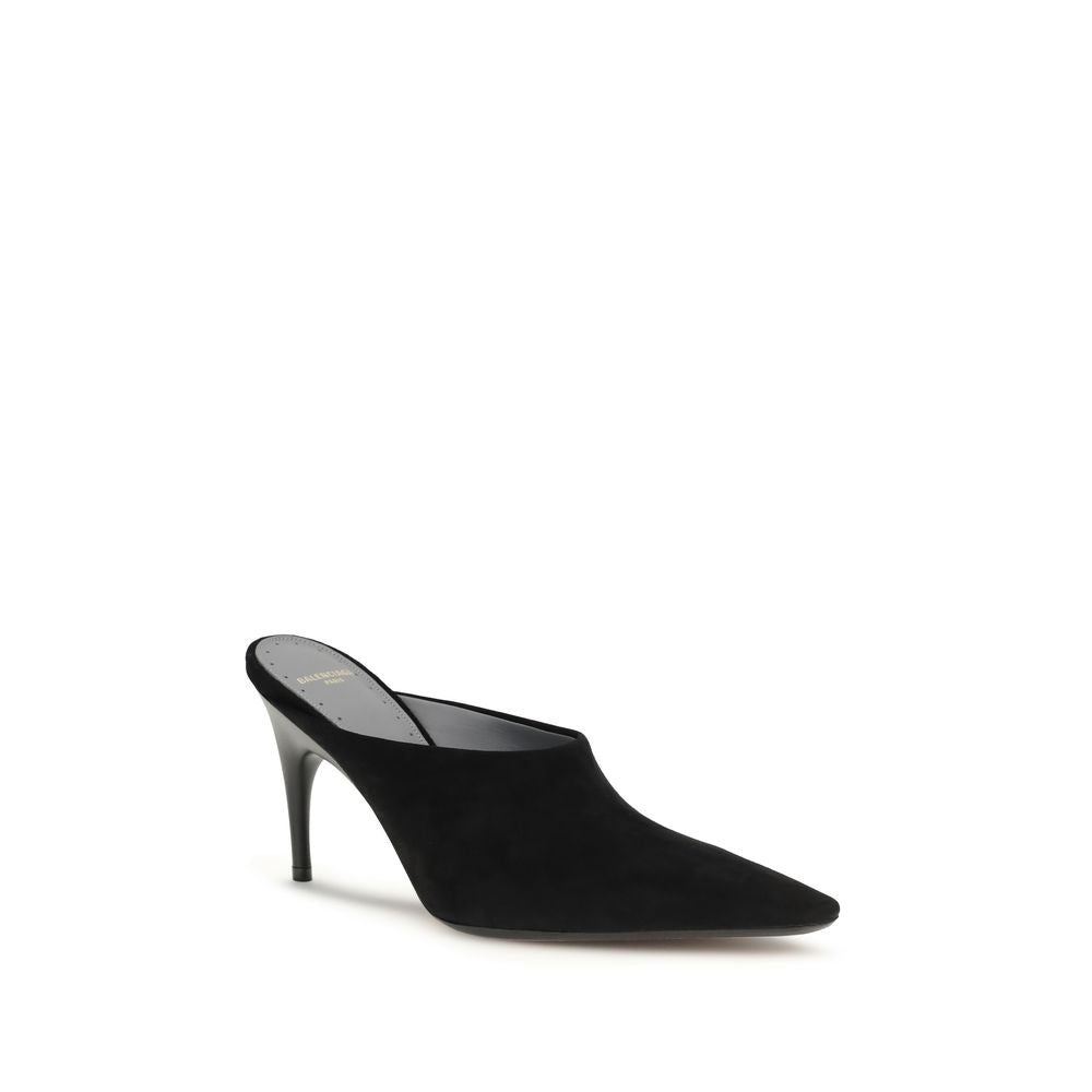 Balenciaga Black Suede Leather Mules schwarz