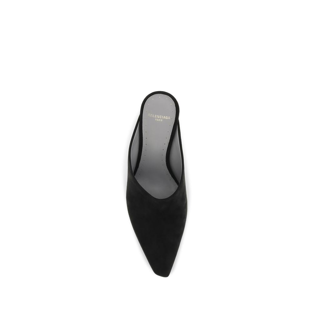 Balenciaga Black Suede Leather Mules schwarz