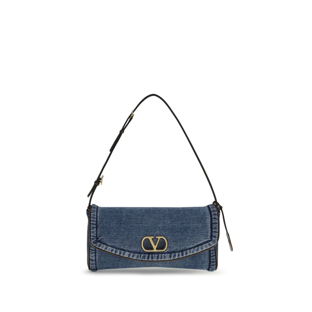 Valentino Garavani Blue Cotton Shoulder Bag Curated Luxury Accessories by Orvyn