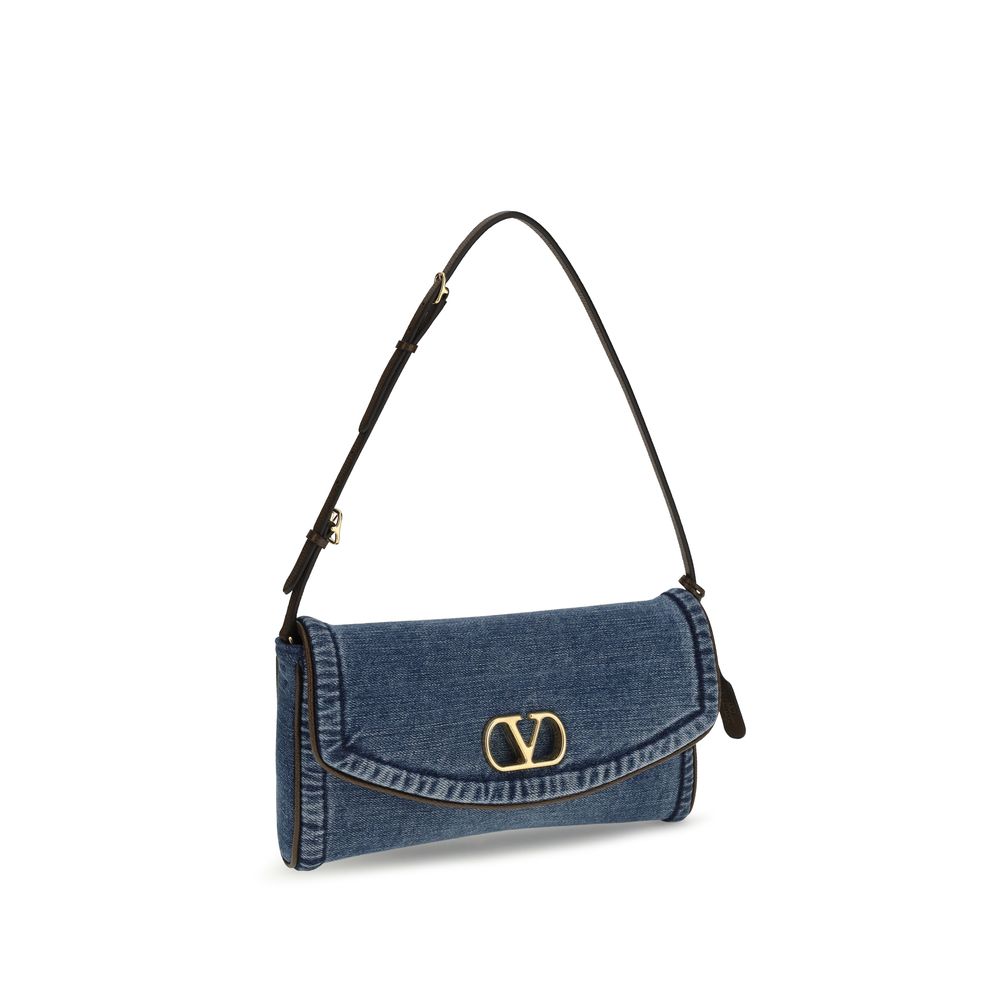 Valentino Garavani Blue Cotton Shoulder Bag Curated Luxury Accessories by Orvyn