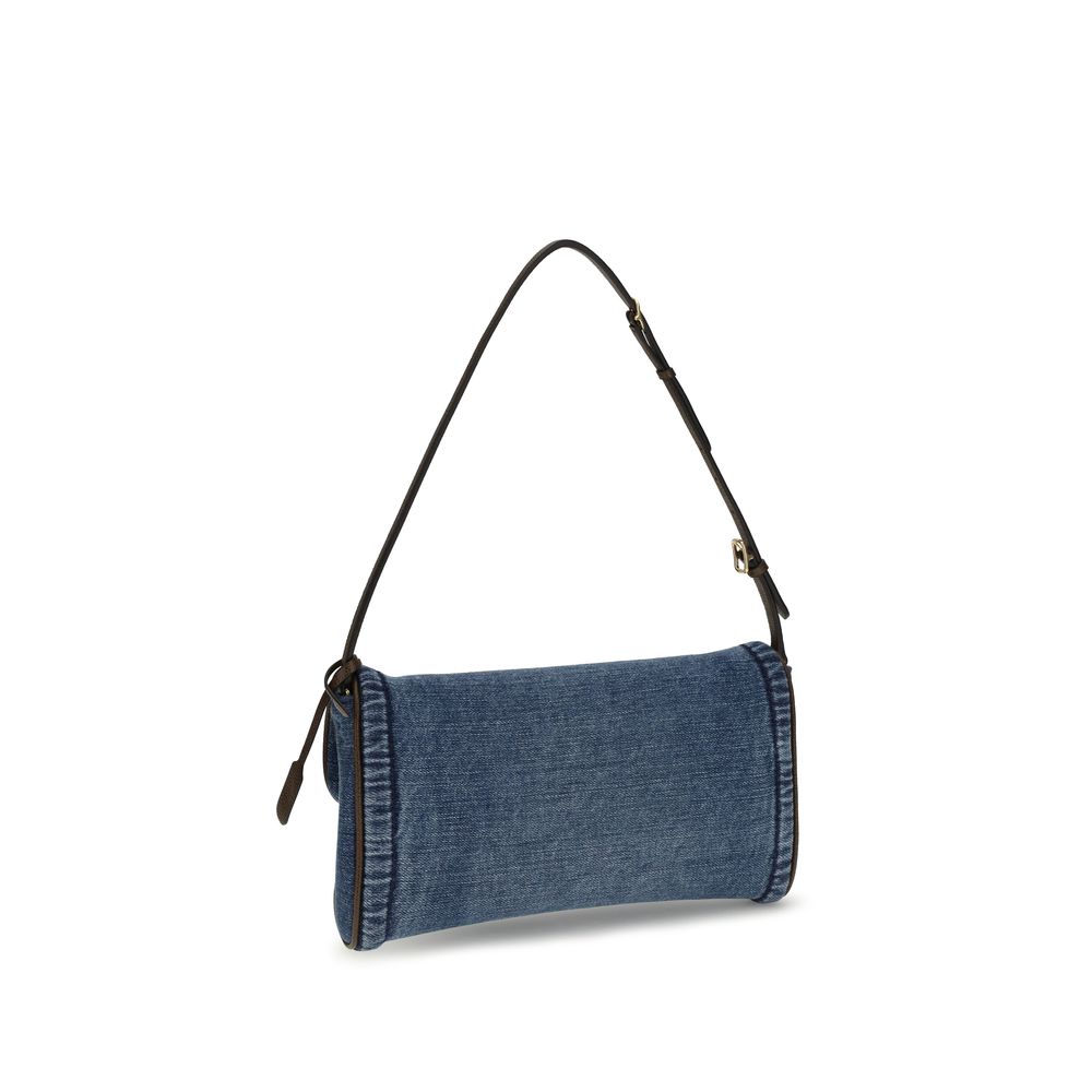 Valentino Garavani Blue Cotton Shoulder Bag Curated Luxury Accessories by Orvyn