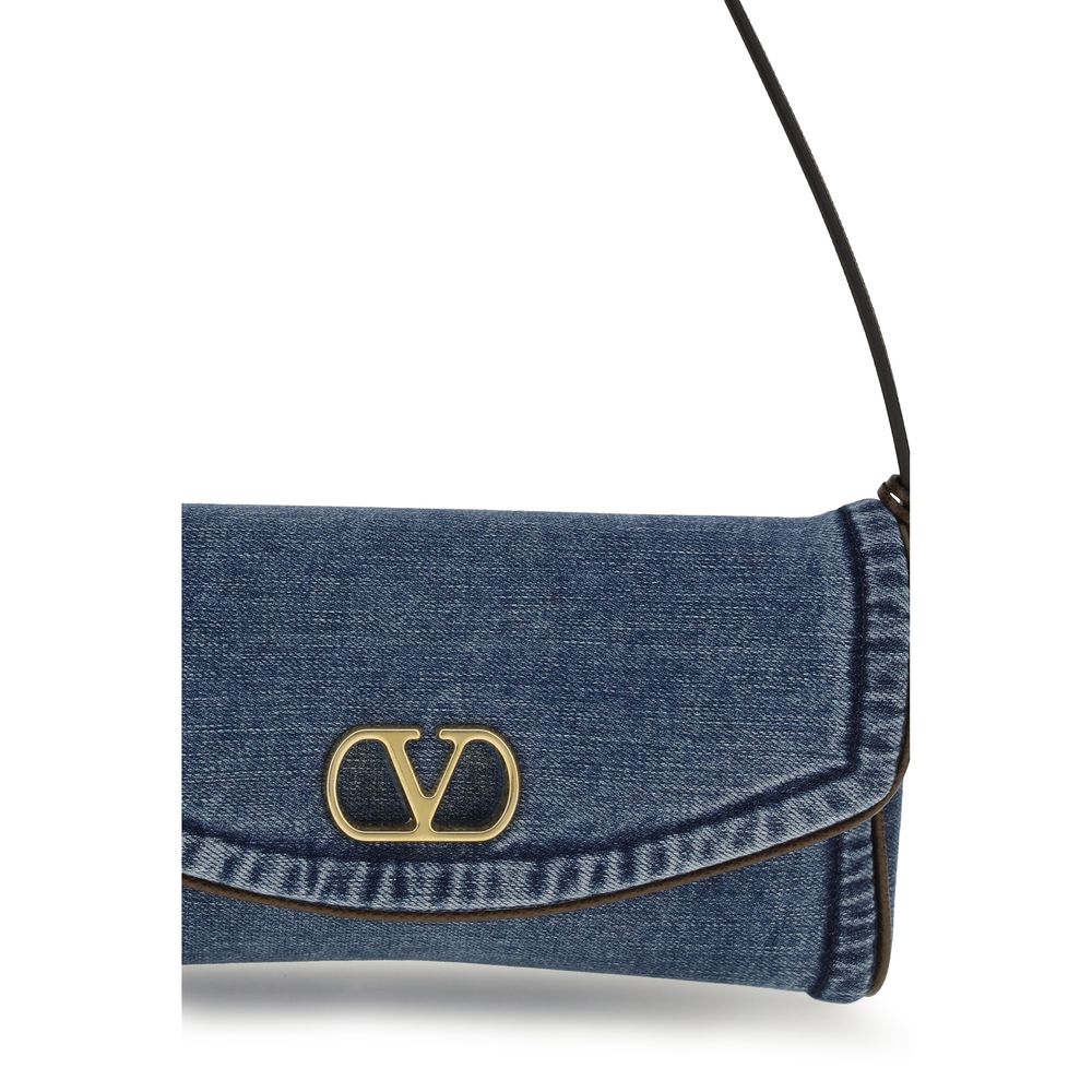 Valentino Garavani Blue Cotton Shoulder Bag Curated Luxury Accessories by Orvyn