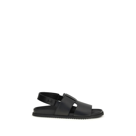 Dolce & Gabbana Black Calf Leather Bos Taurus Sandals Curated Luxury Accessories by Orvyn