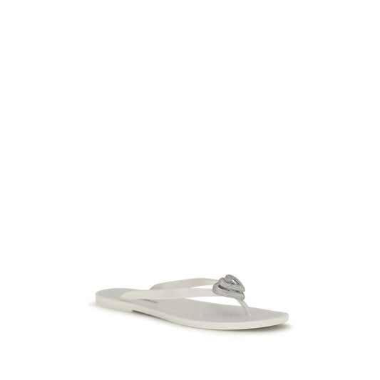 MACH & MACH White Rubber Flat Sandals Curated Luxury Accessories by Orvyn