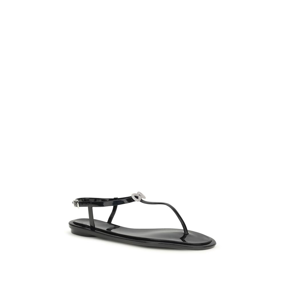 MACH & MACH Black Rubber Flat Sandals Curated Luxury Accessories by Orvyn