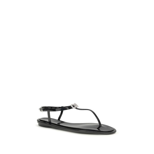 MACH & MACH Black Rubber Flat Sandals Curated Luxury Accessories by Orvyn