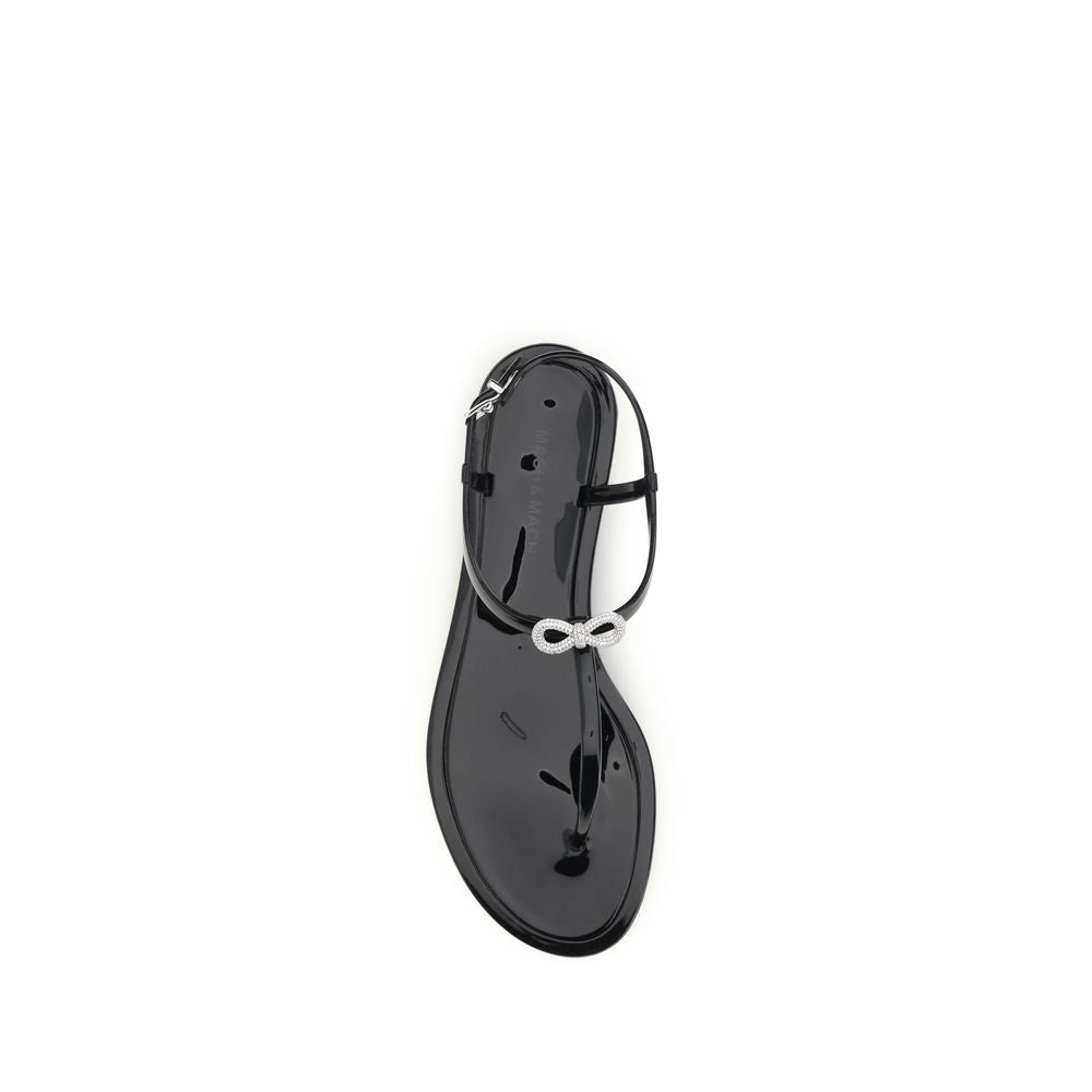 MACH & MACH Black Rubber Flat Sandals Curated Luxury Accessories by Orvyn