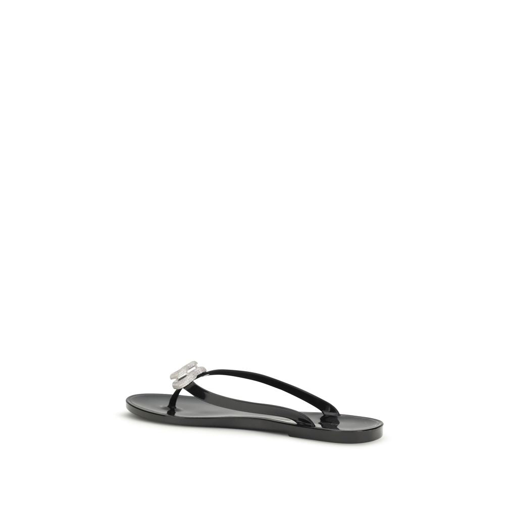 MACH & MACH Black Rubber Flat Sandals Curated Luxury Accessories by Orvyn