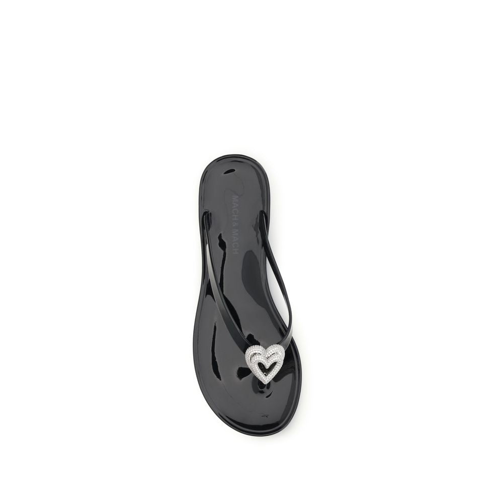 MACH & MACH Black Rubber Flat Sandals Curated Luxury Accessories by Orvyn