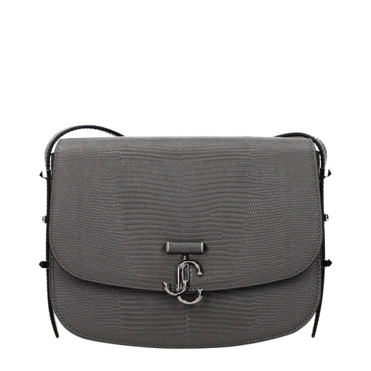 Jimmy Choo Storm Gray Leather Crossbody Bag