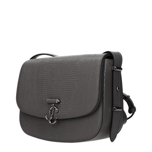 Jimmy Choo Storm Gray Leather Crossbody Bag