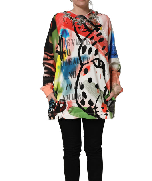 Dolce & Gabbana Multicolor Embellished Graffiti Sweatshirt Curated Luxury Accessories by Orvyn