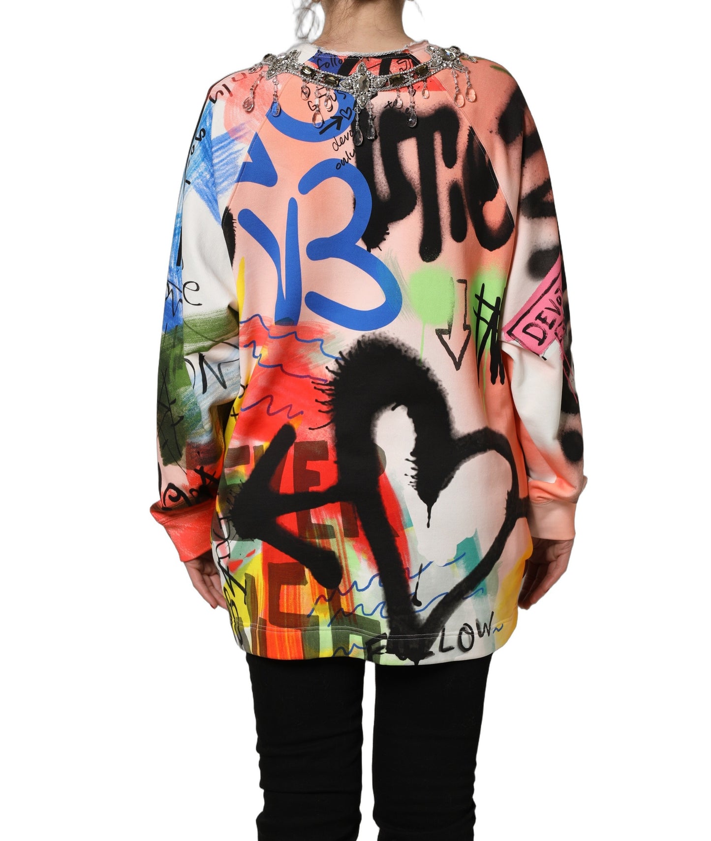 Dolce & Gabbana Multicolor Embellished Graffiti Sweatshirt Curated Luxury Accessories by Orvyn