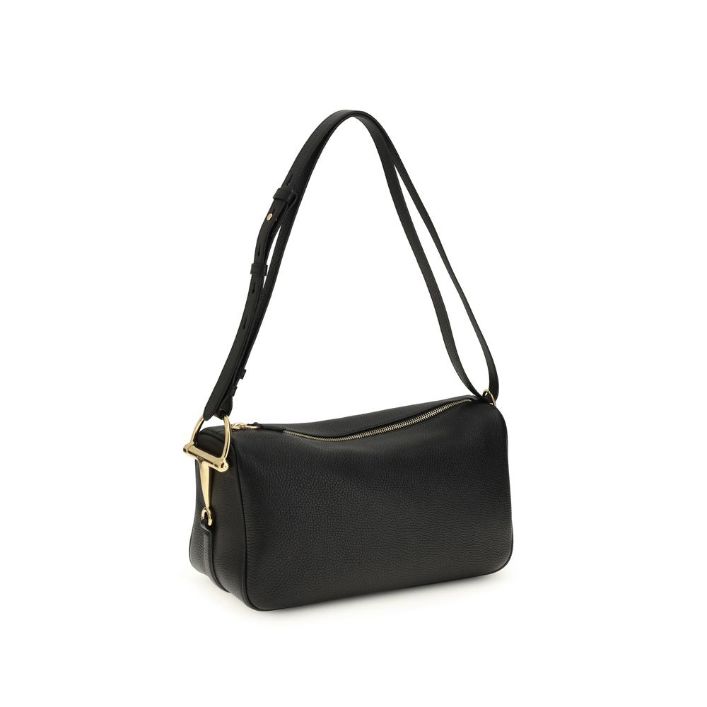 Gucci Black Calf Leather Bos Taurus Shoulder Bag Curated Luxury Accessories by Orvyn
