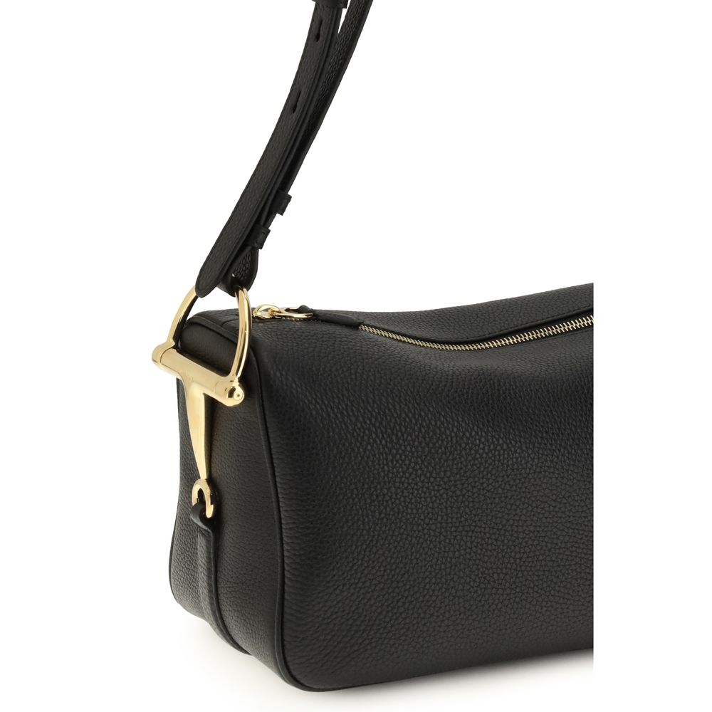 Gucci Black Calf Leather Bos Taurus Shoulder Bag Curated Luxury Accessories by Orvyn