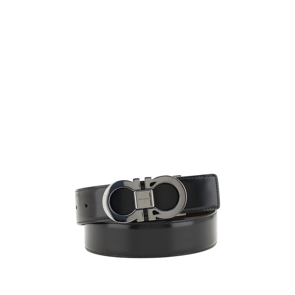 Ferragamo Black Reversible Leather Belt schwarz