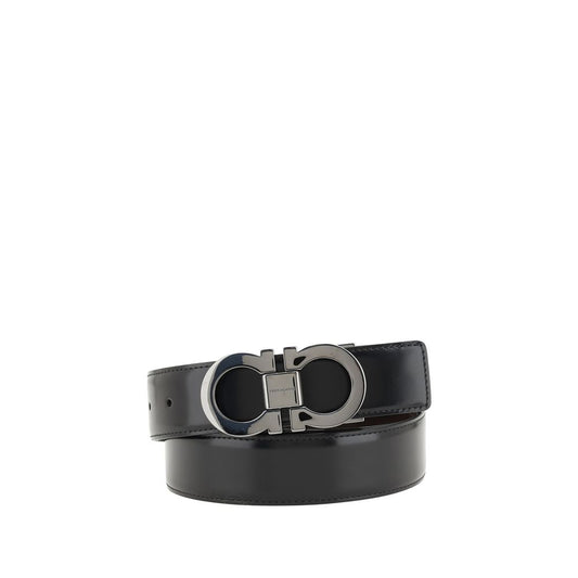 Ferragamo Black Reversible Leather Belt schwarz