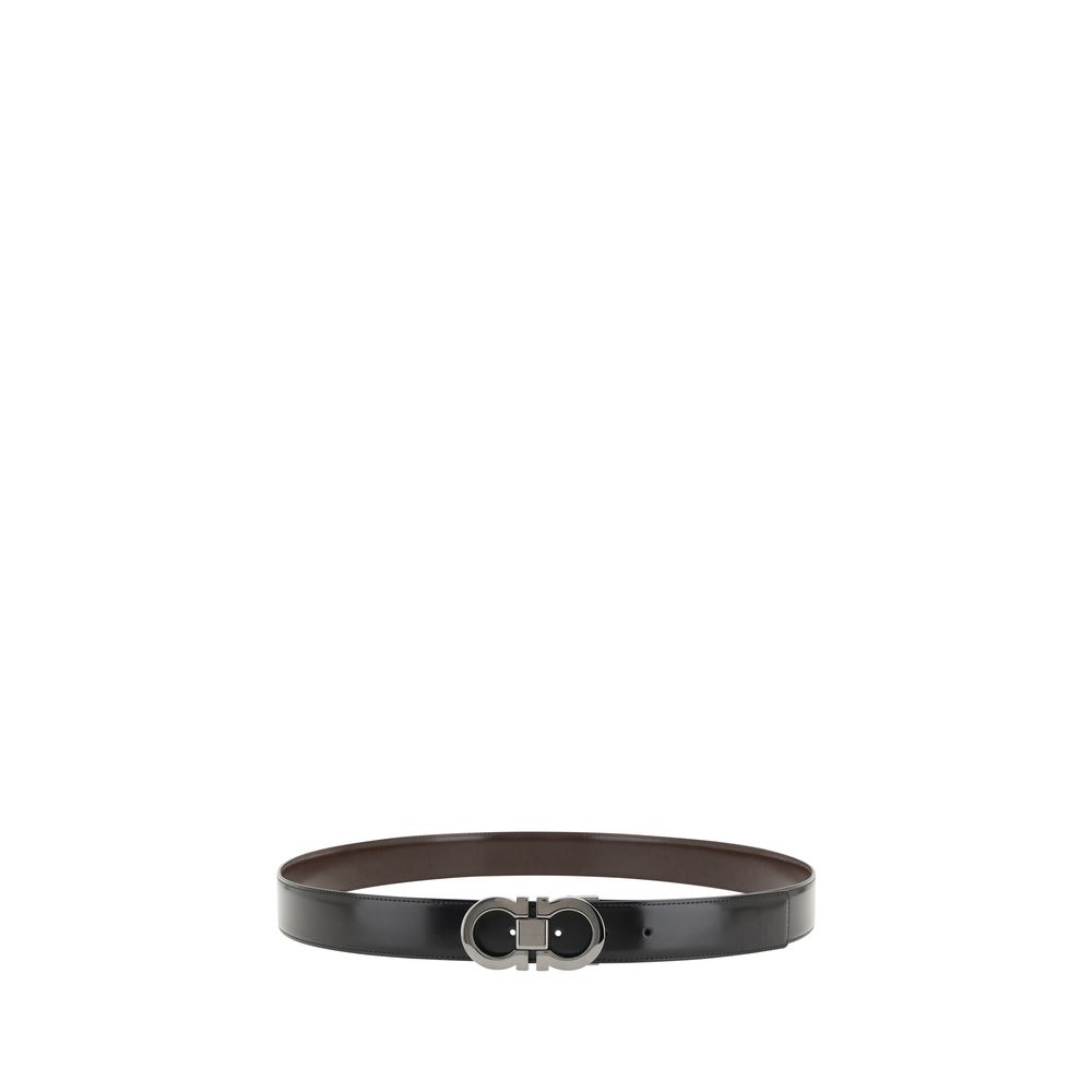 Ferragamo Black Reversible Leather Belt schwarz