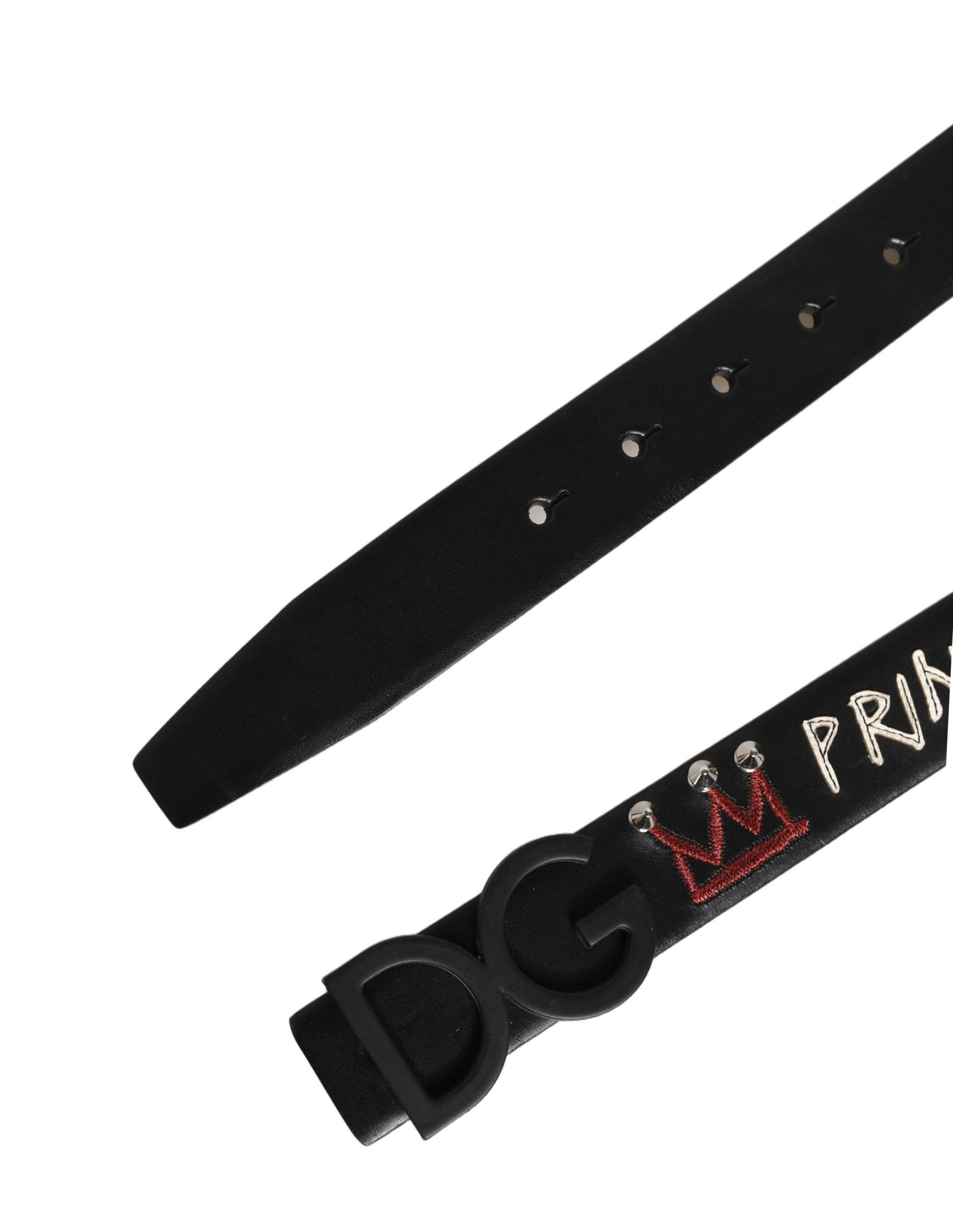 Dolce & Gabbana Black Leather Prince Crown Logo Buckle Belt Curated Luxury Accessories by Orvyn