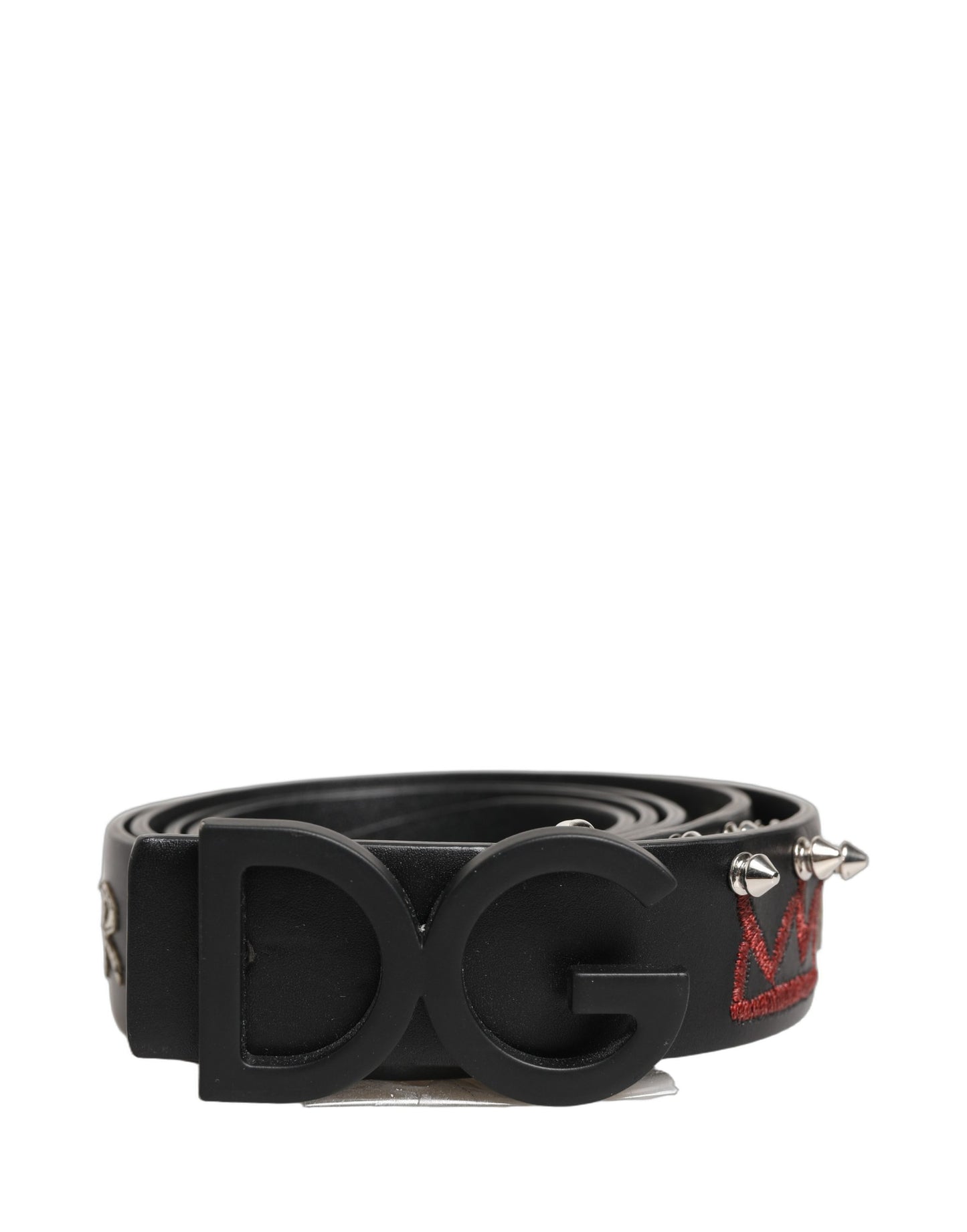 Dolce & Gabbana Black Leather Prince Crown Logo Buckle Belt Curated Luxury Accessories by Orvyn
