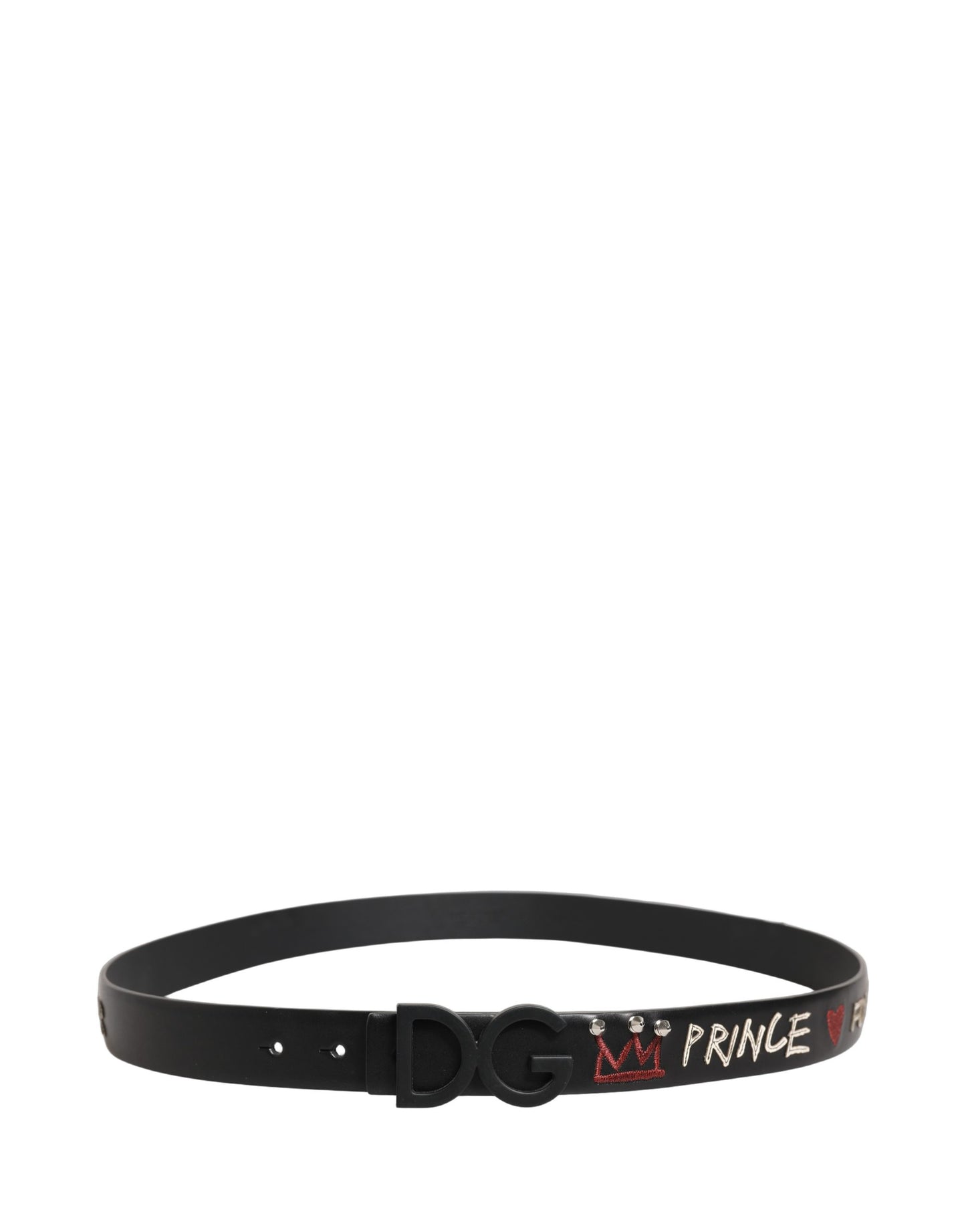 Dolce & Gabbana Black Leather Prince Crown Logo Buckle Belt Curated Luxury Accessories by Orvyn