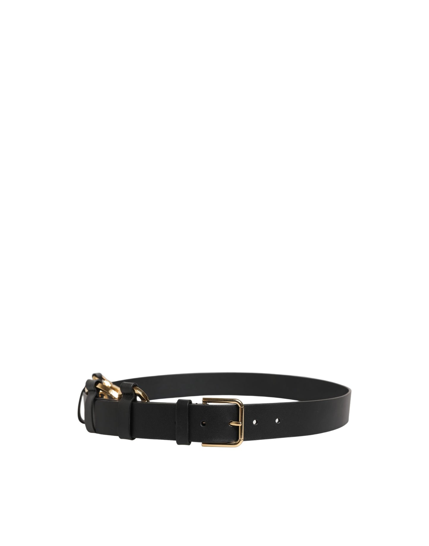 Dolce & Gabbana Black Calf Leather Gold Metal Buckle Men Belt Curated Luxury Accessories by Orvyn