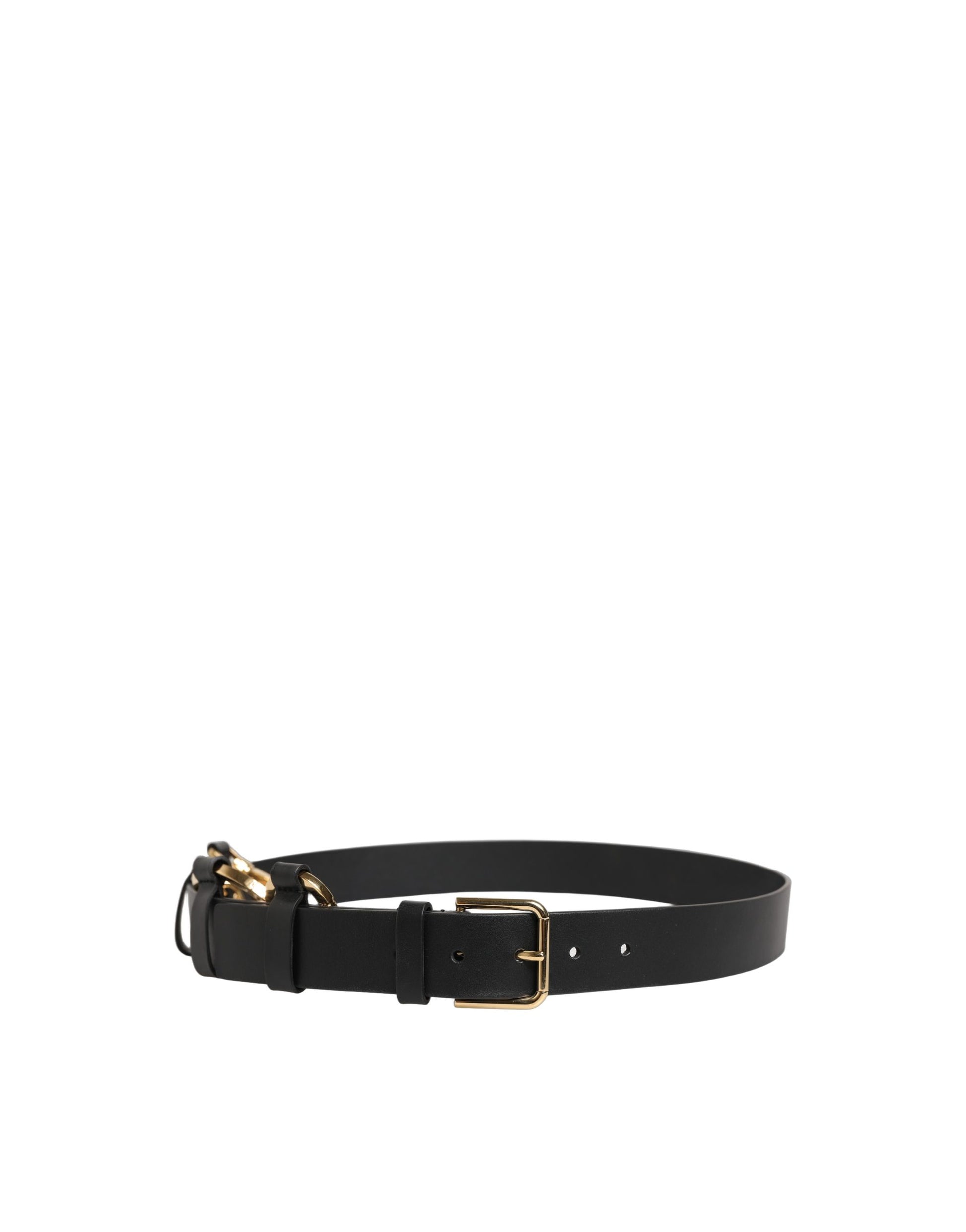 Dolce & Gabbana Black Calf Leather Gold Metal Buckle Men Belt Curated Luxury Accessories by Orvyn