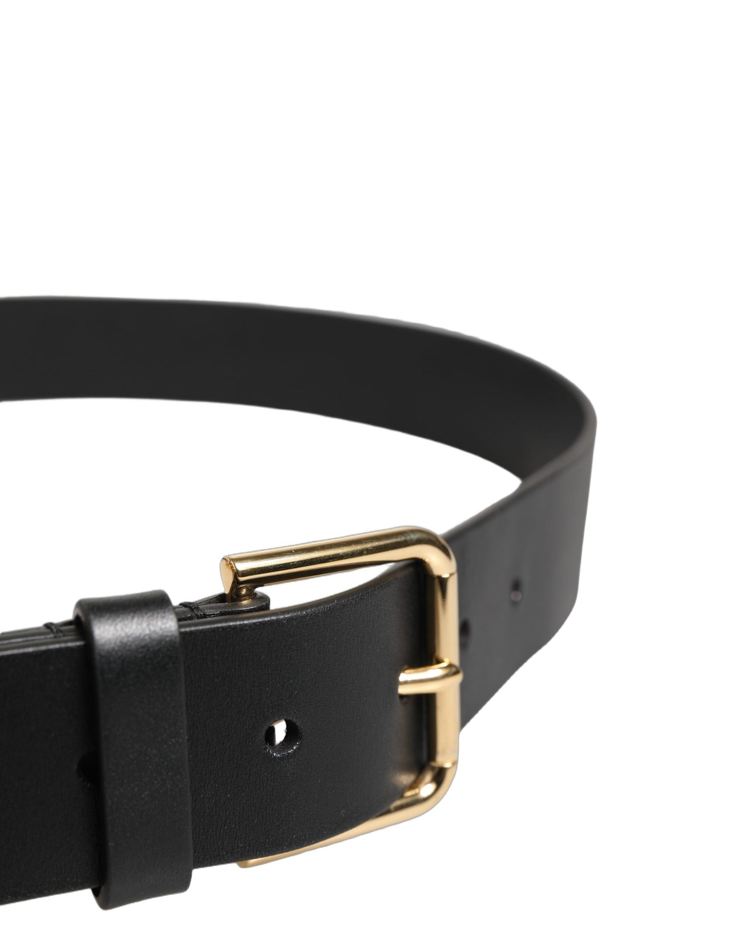 Dolce & Gabbana Black Calf Leather Gold Metal Buckle Men Belt Curated Luxury Accessories by Orvyn