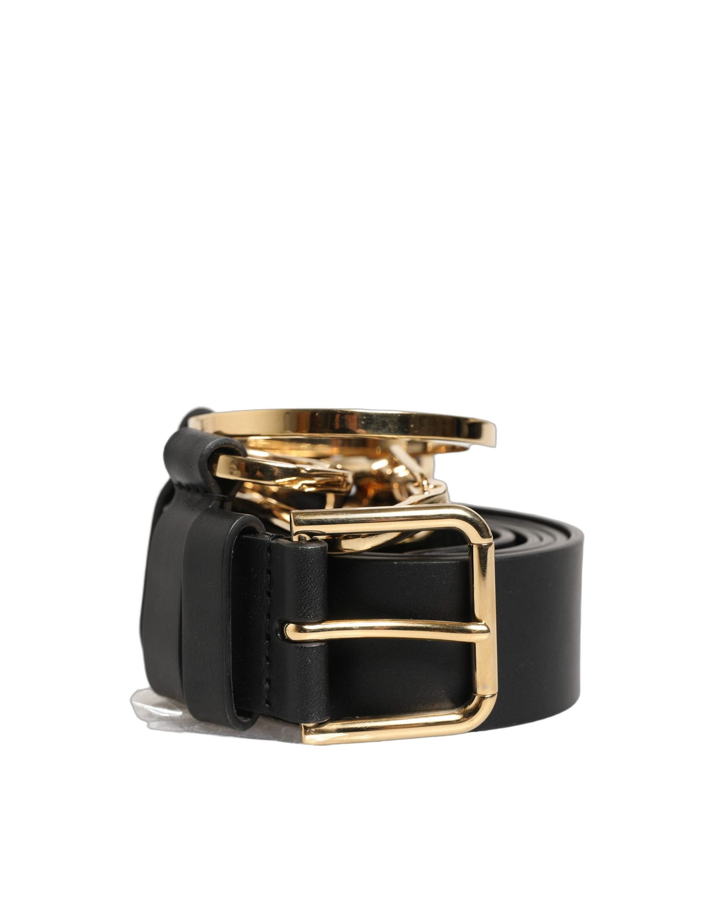 Dolce & Gabbana Black Calf Leather Gold Metal Buckle Men Belt Curated Luxury Accessories by Orvyn