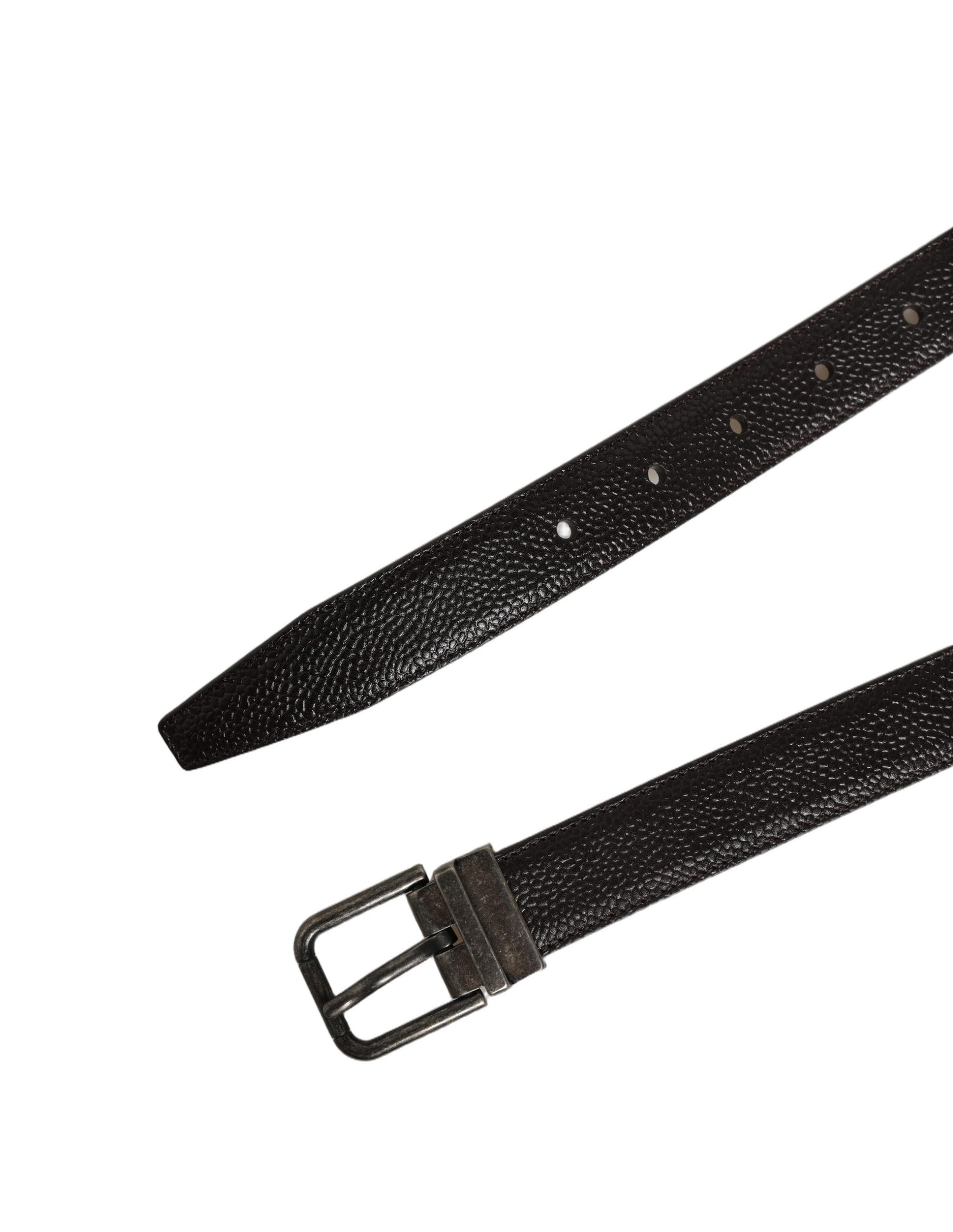 Dolce & Gabbana Brown Calf Leather Vintage Style Silver Buckle Belt Curated Luxury Accessories by Orvyn