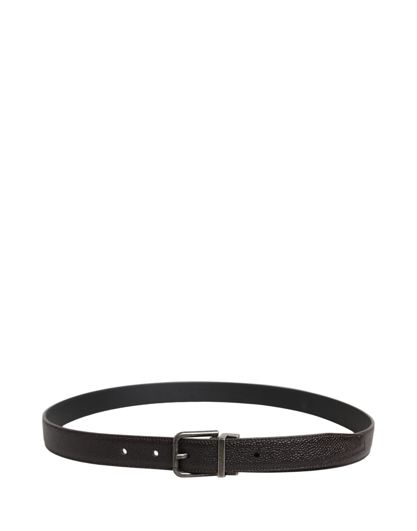 Dolce & Gabbana Brown Calf Leather Vintage Style Silver Buckle Belt Curated Luxury Accessories by Orvyn