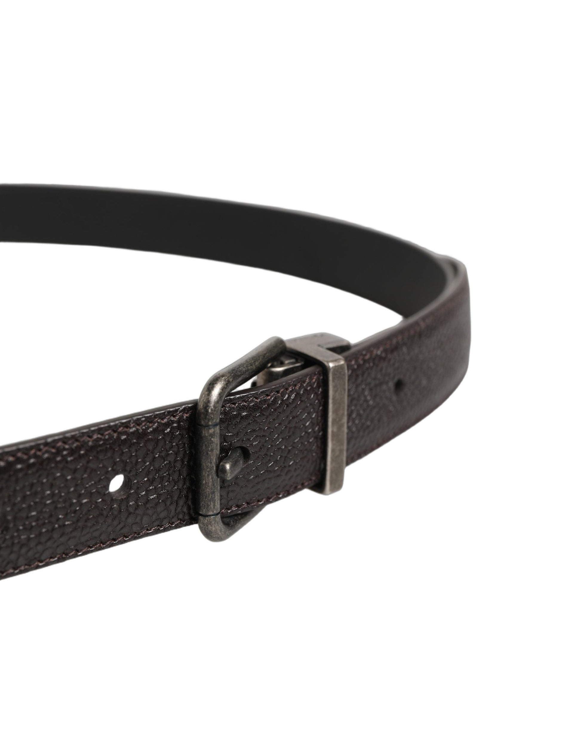 Dolce & Gabbana Brown Calf Leather Vintage Style Silver Buckle Belt Curated Luxury Accessories by Orvyn