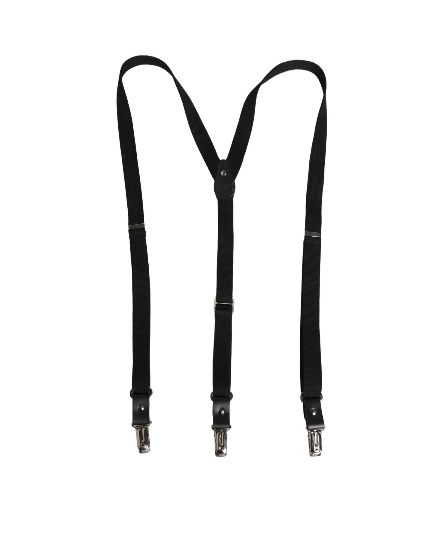 Dolce & Gabbana Black Cotton Leather Elastic Y-back Metal Clips Suspender Curated Luxury Accessories by Orvyn