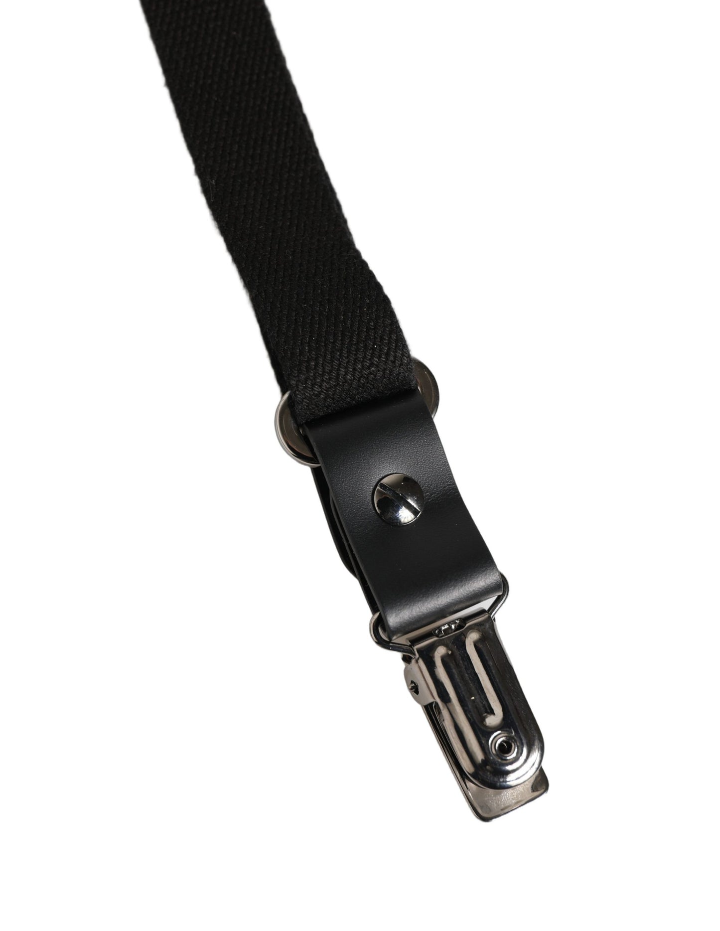 Dolce & Gabbana Black Cotton Leather Elastic Y-back Metal Clips Suspender Curated Luxury Accessories by Orvyn