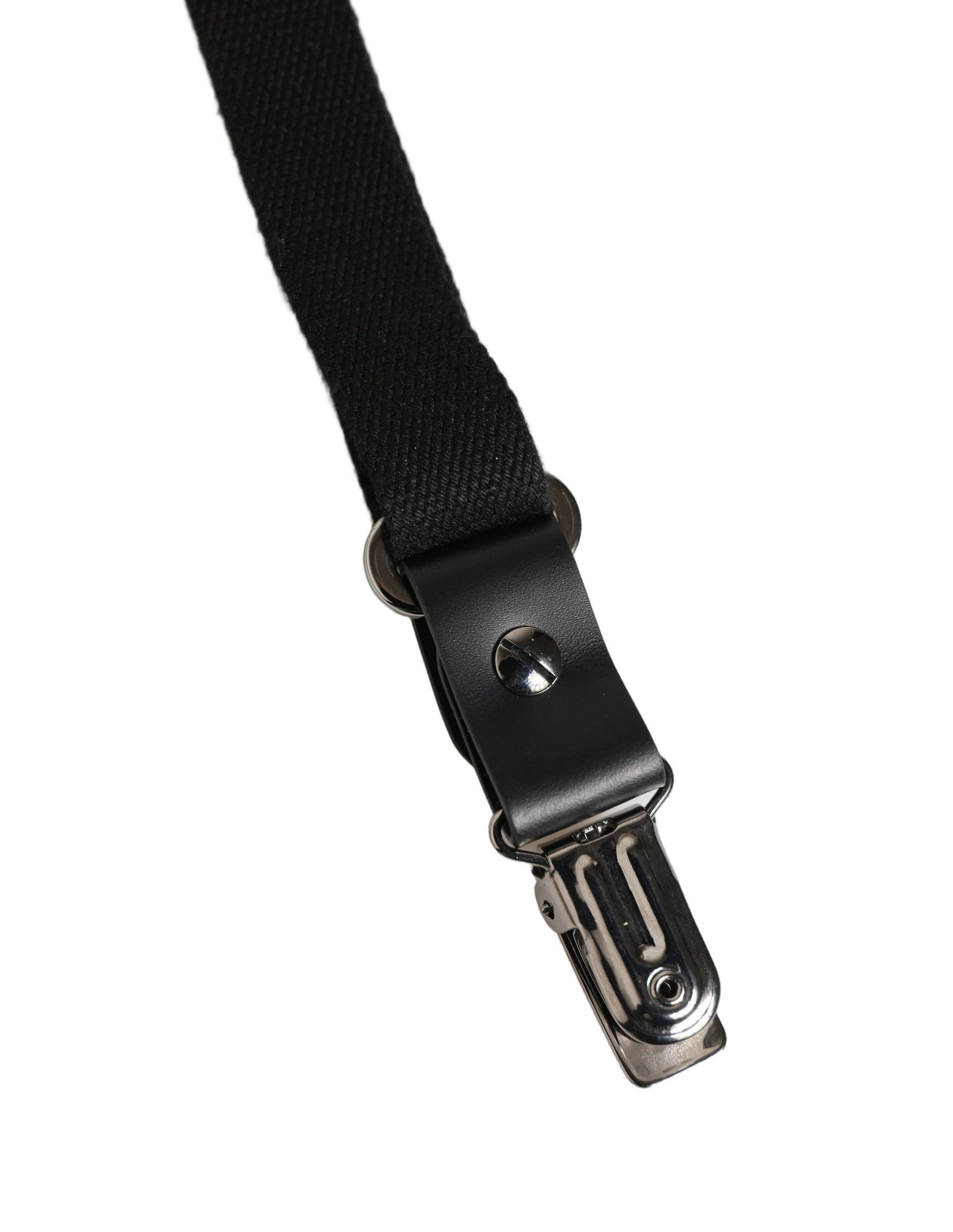 Dolce & Gabbana Black Cotton Leather Elastic Y-back Metal Clips Suspender Curated Luxury Accessories by Orvyn