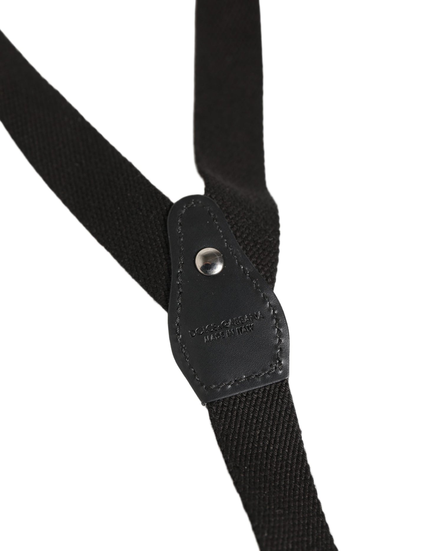 Dolce & Gabbana Black Cotton Leather Elastic Y-back Metal Clips Suspender Curated Luxury Accessories by Orvyn
