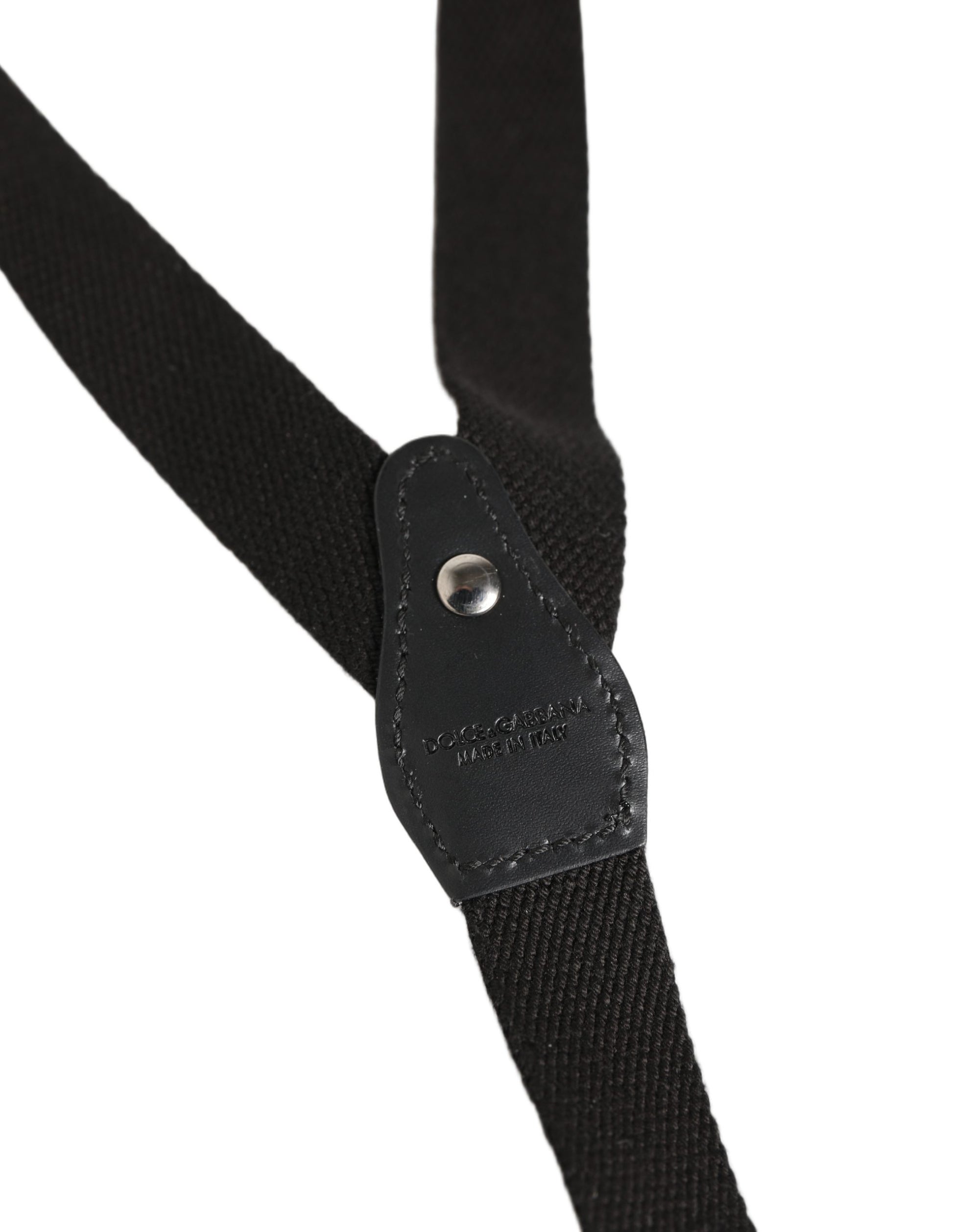 Dolce & Gabbana Black Cotton Leather Elastic Y-back Metal Clips Suspender Curated Luxury Accessories by Orvyn