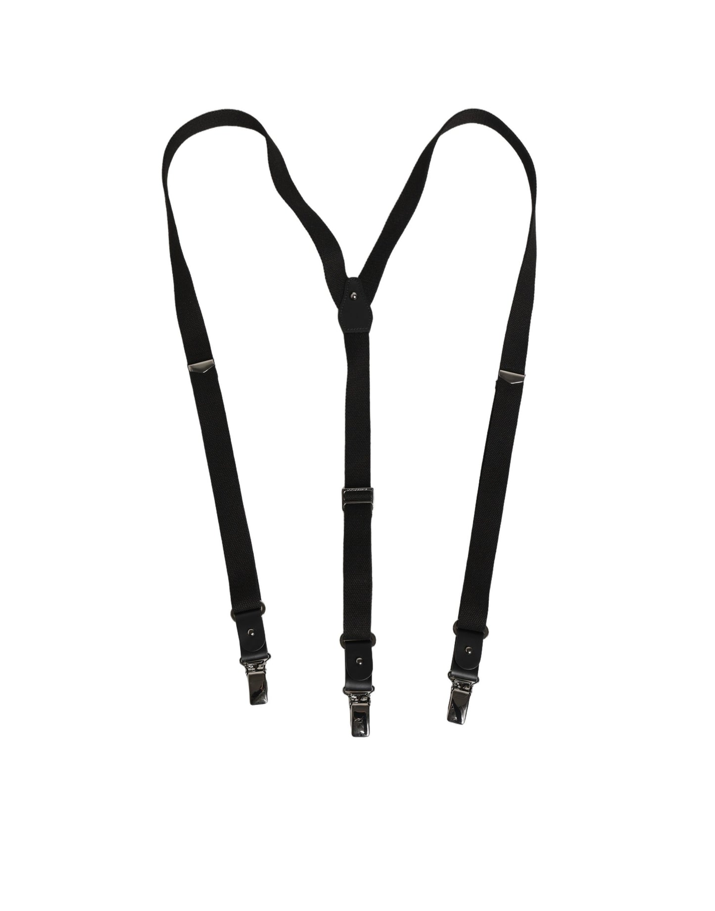 Dolce & Gabbana Black Cotton Leather Elastic Y-back Metal Clips Suspender Curated Luxury Accessories by Orvyn
