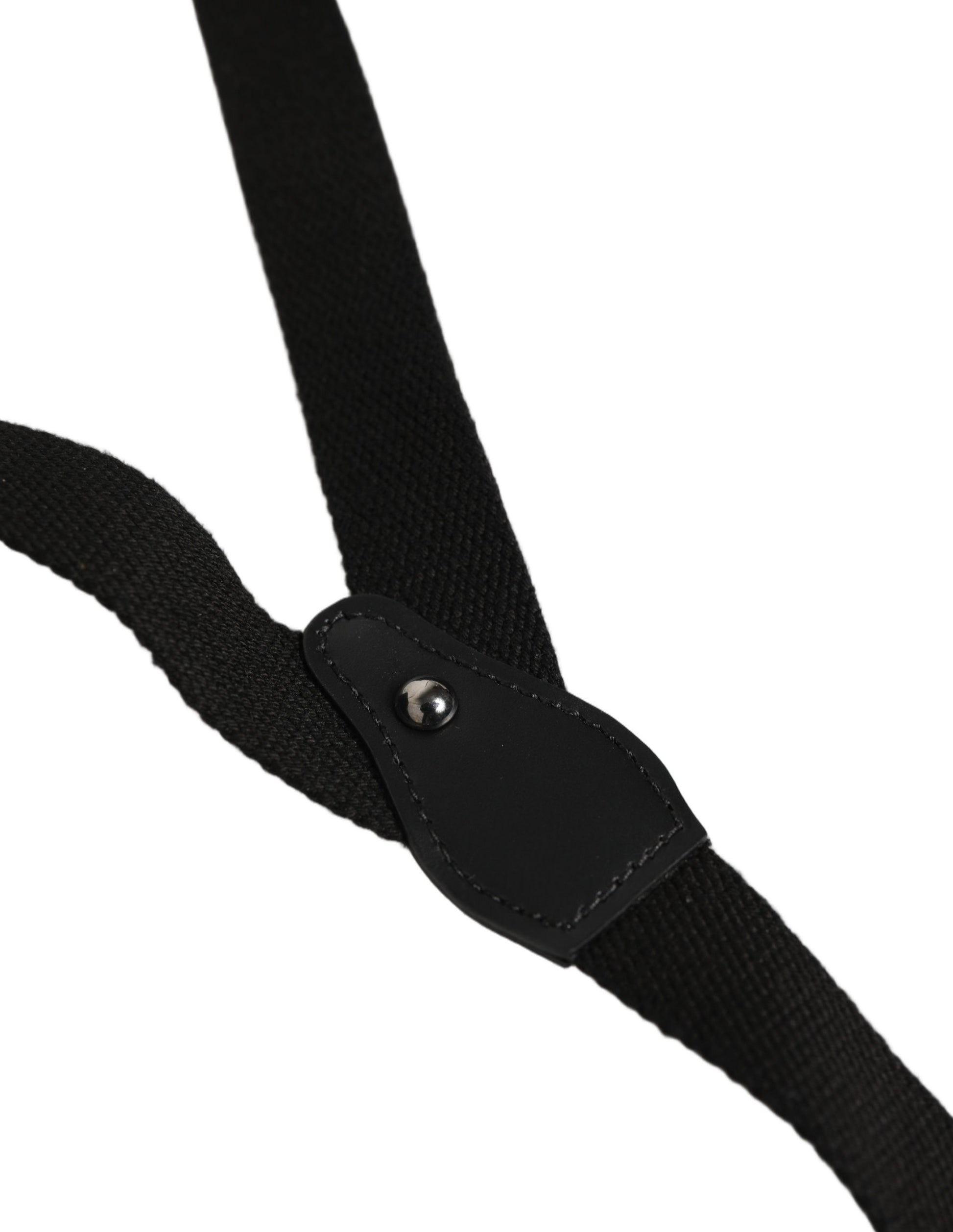 Dolce & Gabbana Black Cotton Leather Elastic Y-back Metal Clips Suspender Curated Luxury Accessories by Orvyn