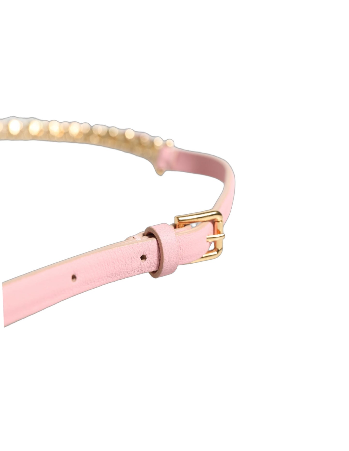 Dolce & Gabbana Pink Leather Crystal Chain Embellished Belt Curated Luxury Accessories by Orvyn