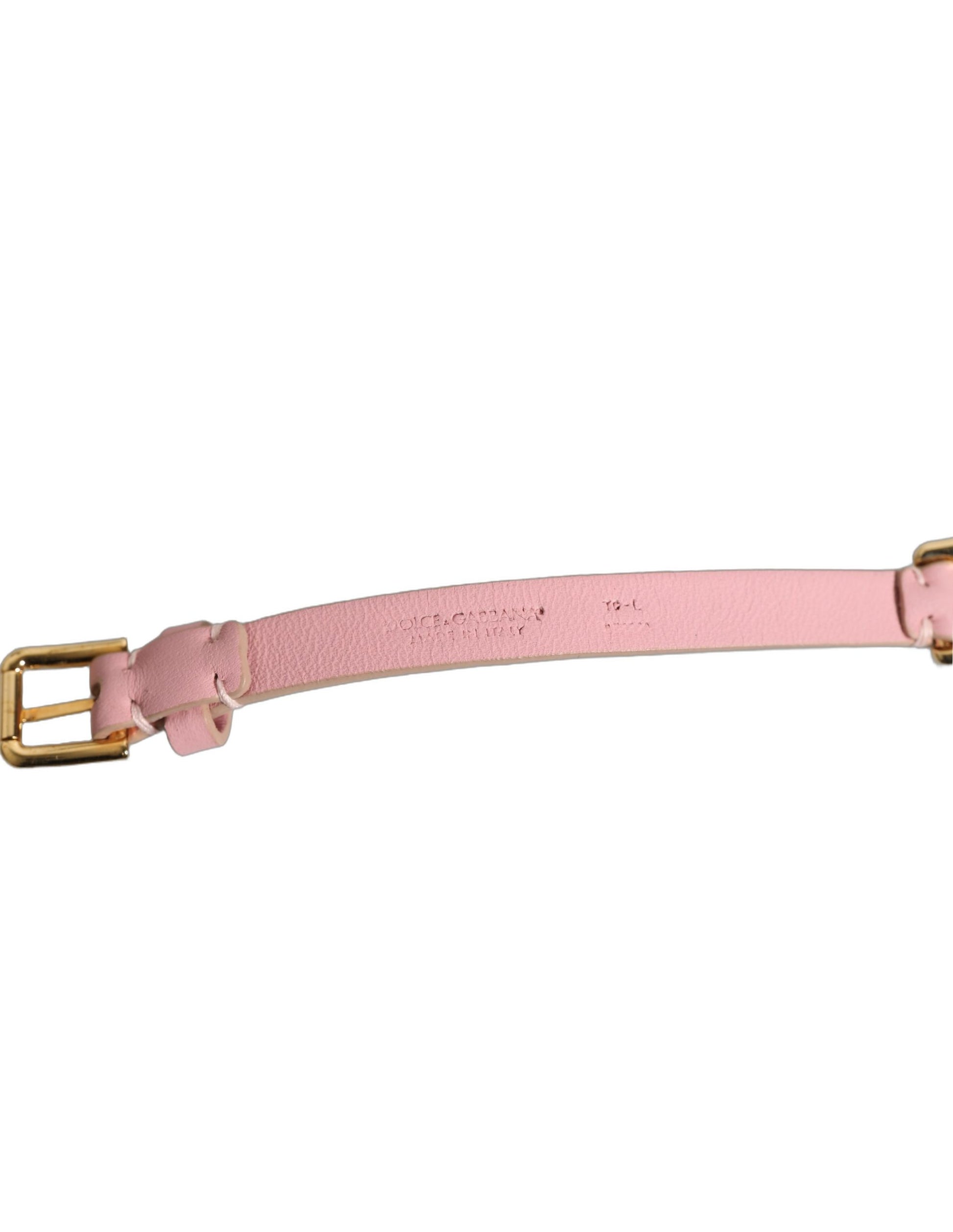 Dolce & Gabbana Pink Leather Crystal Chain Embellished Belt Curated Luxury Accessories by Orvyn