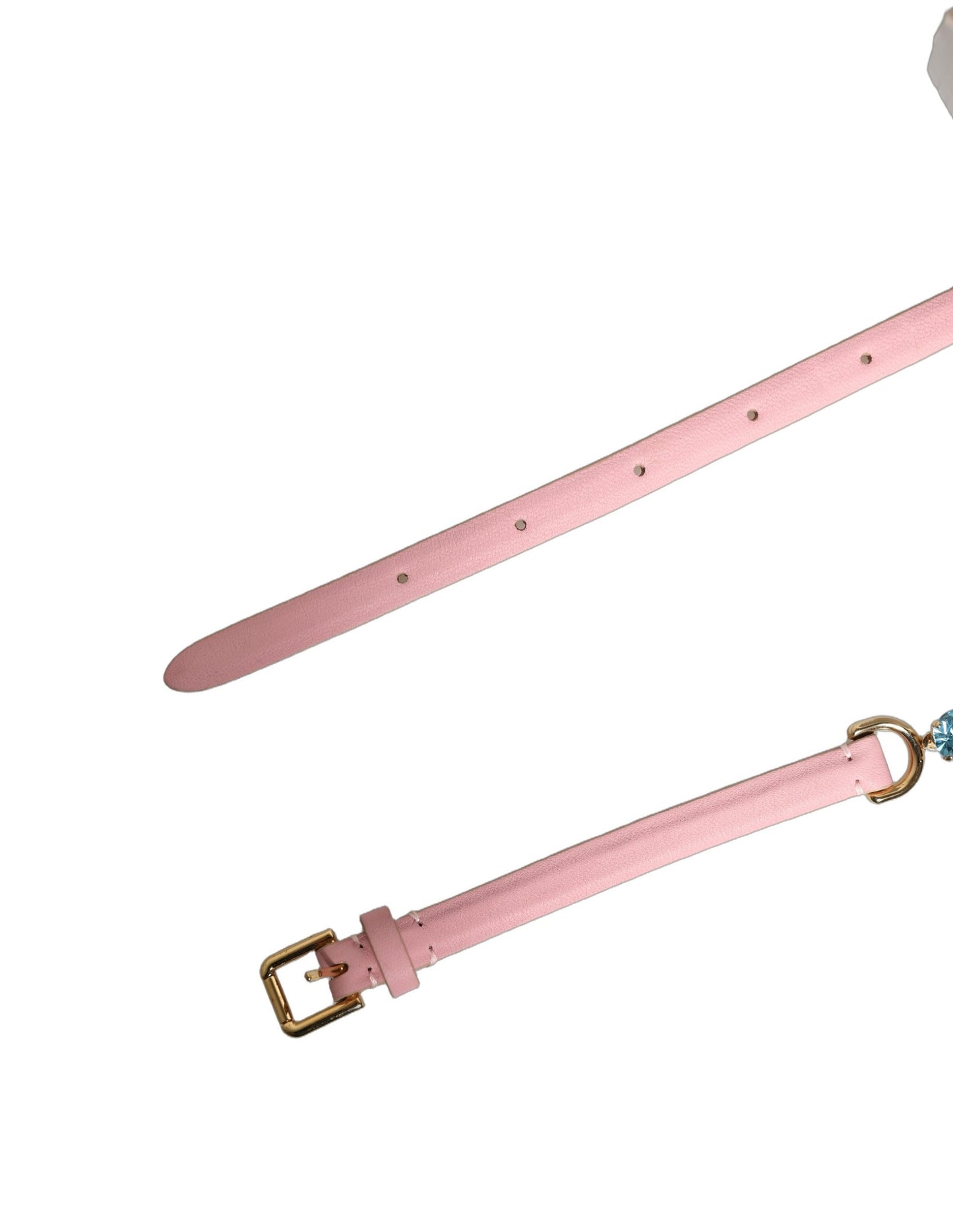 Dolce & Gabbana Pink Leather Crystal Chain Embellished Belt Curated Luxury Accessories by Orvyn